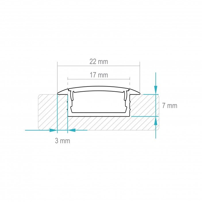 IVENTO Вкопаем алуминиев профил за LED лента 17х22 мм, 3 м. 31. Осветителни тела за мебели