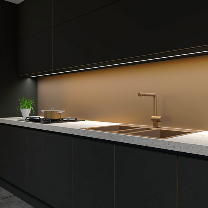 Aluminum buil-in profile INLINE MINI XL, black Furniture LED lighting