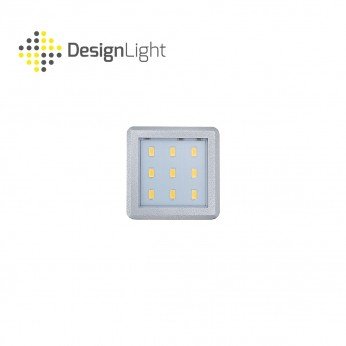 LED осветител за под шкаф квадратна кухненска лампа 2,5W 12VDC 9 диода 4000К с 2м кабел с конектор, мат хром
