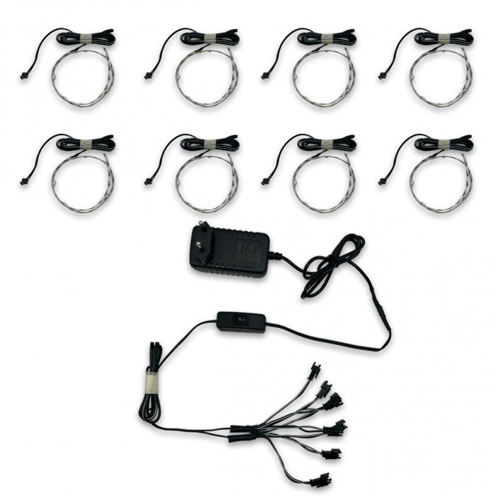 Комплект 7 - траф 5A, прекъсвач, разклонител и 8х54см LED лента с кабел 150 см 31. Осветителни тела за мебели