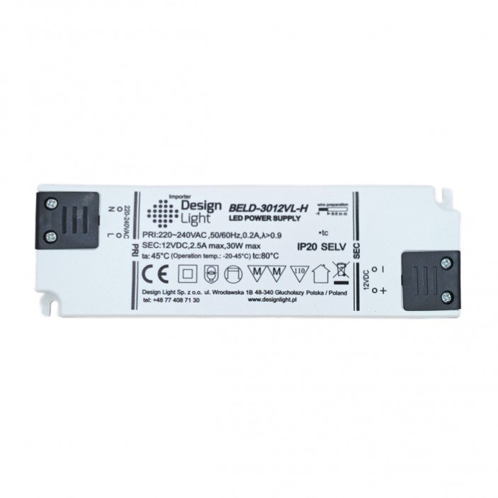 FLAT захранване за LED 12V DC 30W 31L.400.30 - 31. Осветителни тела за мебели FLAT захранване за LED 12V DC 30W 31. Осветителни тела за мебели