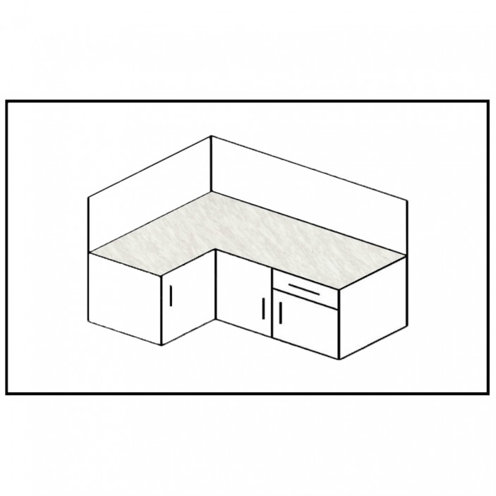 Kitchen countertop 501 G, white marble decor and gloss surface 34. Worktops and Back panels