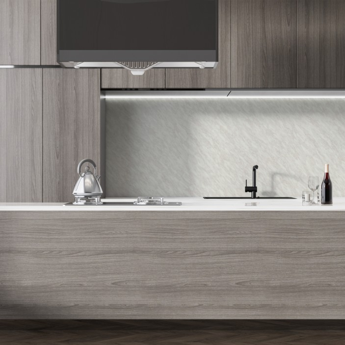 Кухненски гръб 501 M, бял мрамор с матово покритие 34. Плотове и гърбове