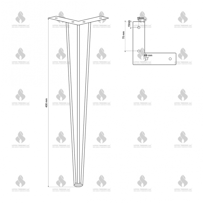 IVENTO Leg 400 mm high Furniture legs and spacers