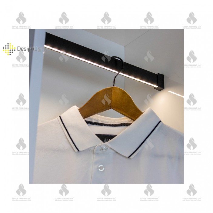 Wardrobe lever with LED strips profile - SLIM, black Wardrobe fittings and accessories