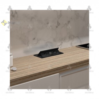 Plug-in plug with Push-Open cover with 2xSCHUKO and 2xUSB (A and C-type), BLACK Furniture LED lighting