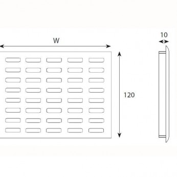 Aluminium vent grille 120mm. 30L.612.01-05 - Interior door accessories Aluminium vent grille 120mm. Interior door accessories