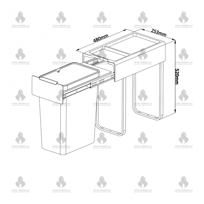 IVENTO Кош за вграждане - тъмно сив - 30 Л. (1 х 30Л.) 19L.100.53 - Аксесоари за кухня IVENTO Кош за вграждане - тъмно сив - 30 Л. (1 х 30Л.) Аксесоари за кухня