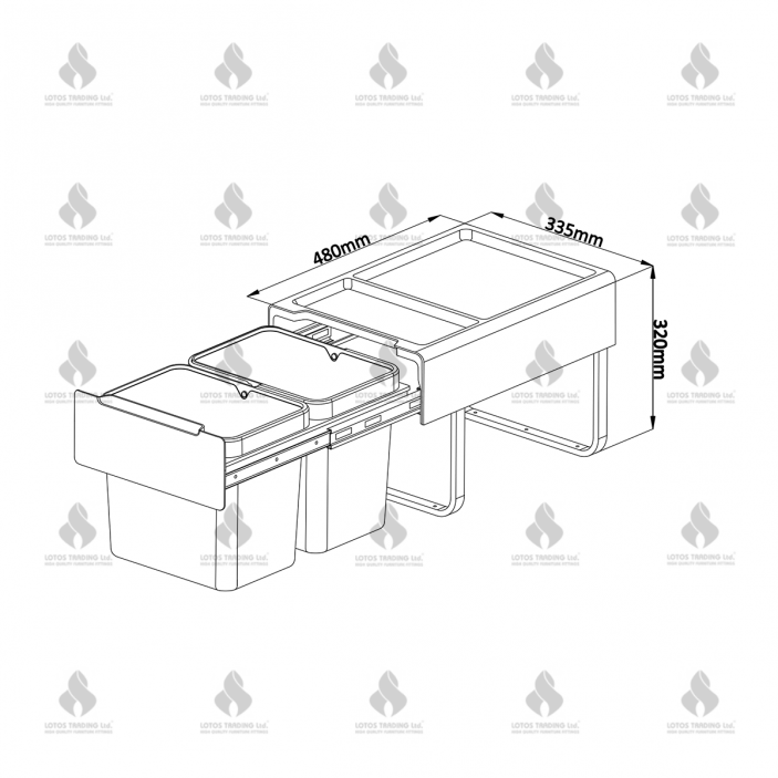 IVENTO Кош за вграждане -Tъмно сив - 30 Л. (2 х 15Л.) 19L.100.55 - Аксесоари за кухня IVENTO Кош за вграждане -Tъмно сив - 30 Л. (2 х 15Л.) Аксесоари за кухня