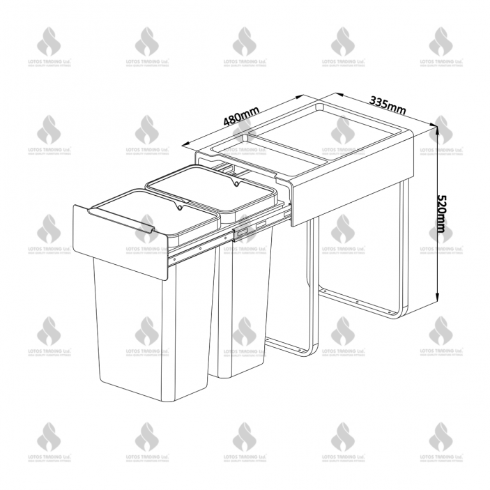 IVENTO Кош за вграждане - Тъмно сив - 52 Л. (2 х 26Л.) 19L.100.58 - Аксесоари за кухня IVENTO Кош за вграждане - Тъмно сив - 52 Л. (2 х 26Л.) Аксесоари за кухня