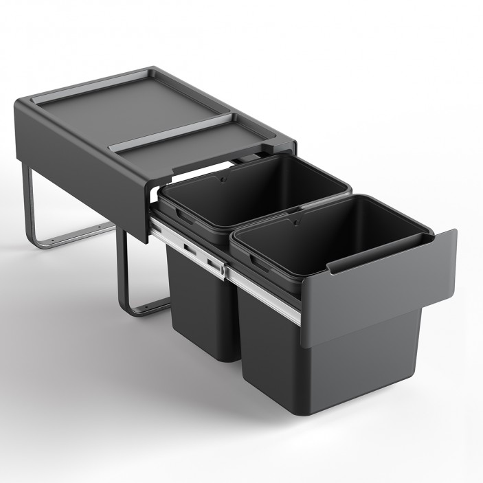 IVENTO Кош за вграждане -Tъмно сив - 30 Л. (2 х 15Л.) 19L.100.55 - Аксесоари за кухня IVENTO Кош за вграждане -Tъмно сив - 30 Л. (2 х 15Л.) Аксесоари за кухня