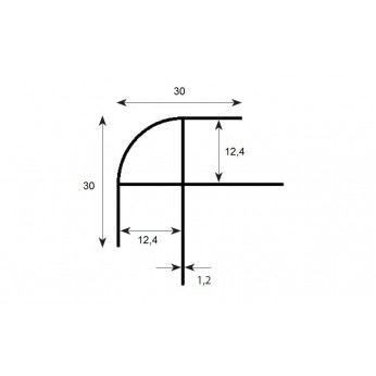 Aluminium corner profile 12mm.
