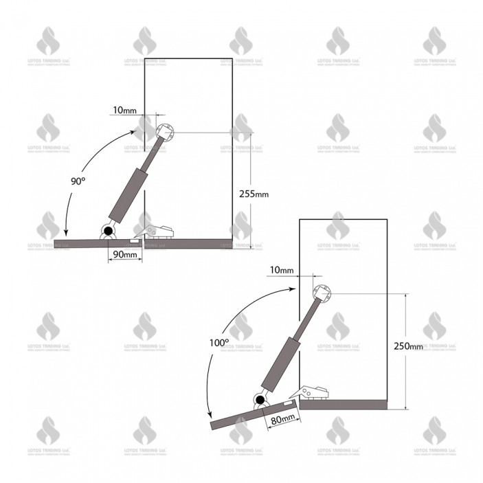 Downward gas spring IVENTO 07L.103.41-44 - Gas springs and lid support Downward gas spring IVENTO Gas springs and lid support