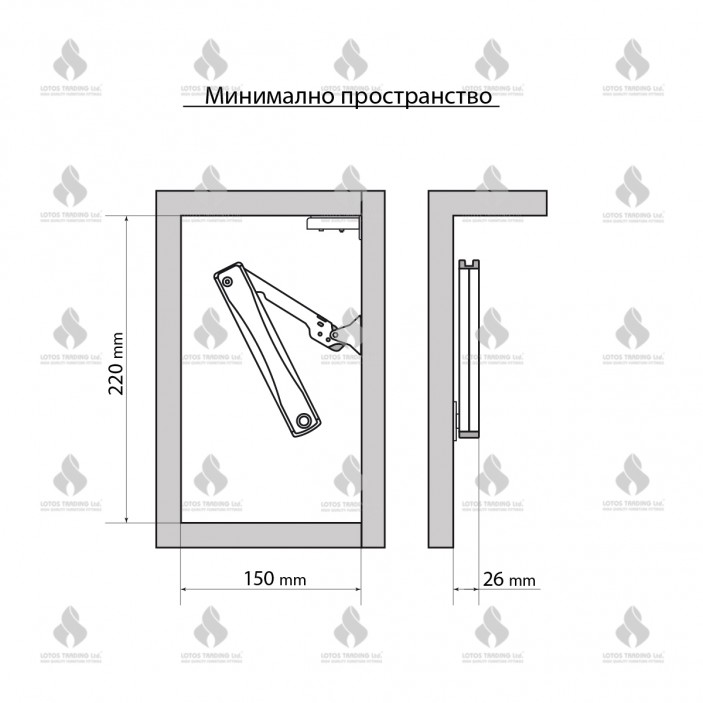 IVENTO K Ножица с плавно прибиране 07L.100.10-11-12 - 7. Амортисьори и ножици за повдигащи и падащи вратички IVENTO K Ножица с плавно прибиране 7. Амортисьори и ножици за повдигащи и падащи вратички