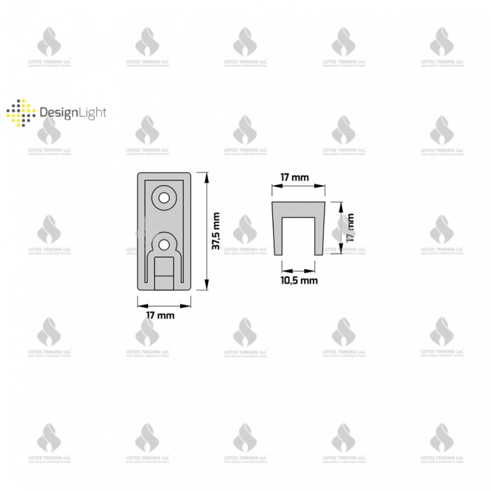 Bracket for a lever in a wardrobe with ice profile RELING, white Wardrobe fittings and accessories