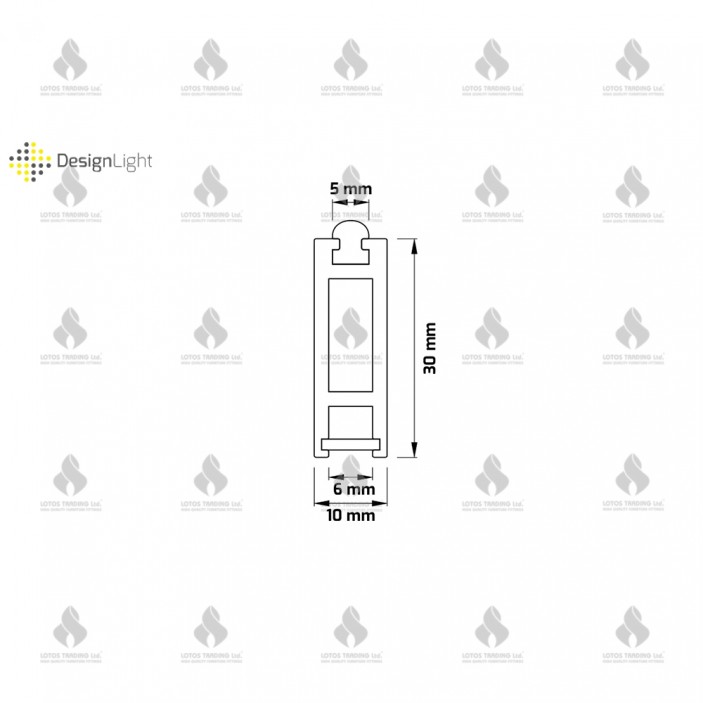 Wardrobe lever with LED strips profile - SLIM, black Wardrobe fittings and accessories