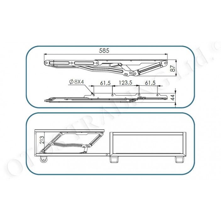 Mechanism for an immersive sofa 213 mm 32L.030.01 - Decorative furniture accessories Mechanism for an immersive sofa 213 mm Decorative furniture accessories