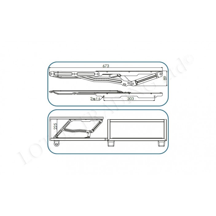 Mechanism for an immersive sofa 225mm. 32L.030.03 - Decorative furniture accessories Mechanism for an immersive sofa 225mm. Decorative furniture accessories
