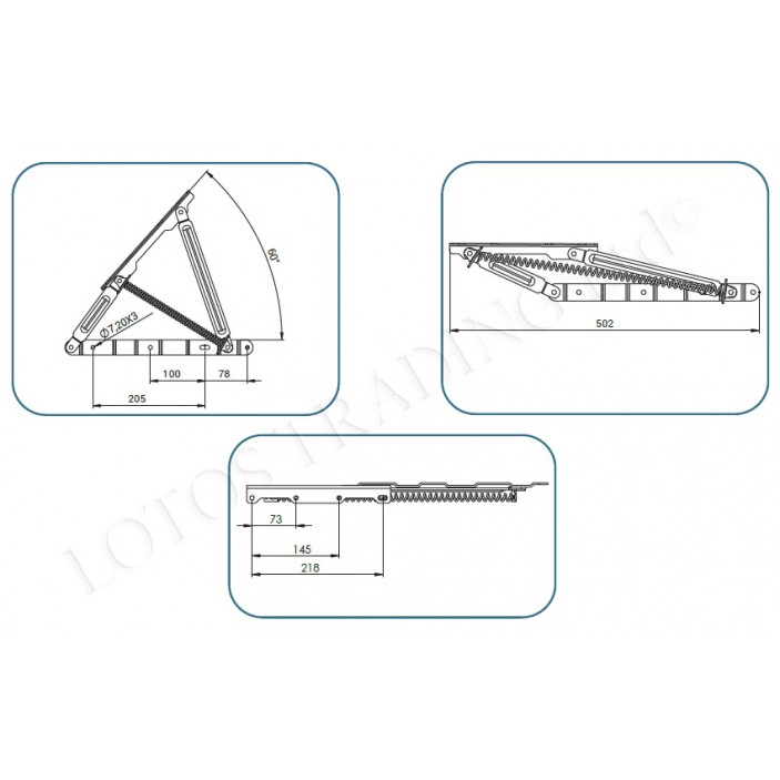 Spring mechanism for bed 53° big size 32L.051.03 - Decorative furniture accessories Spring mechanism for bed 53° big size Decorative furniture accessories