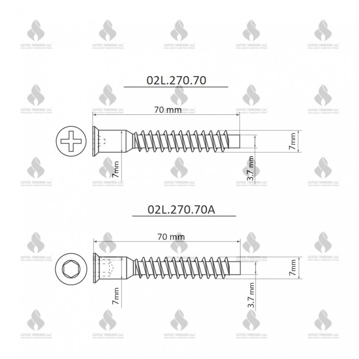 IVENTO K Confirmat screw 7x70 02L.270.70 - 70A - Fittings and fasteners IVENTO K Confirmat screw 7x70 Fittings and fasteners