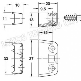 Corner connector 3 parts Fittings and fasteners