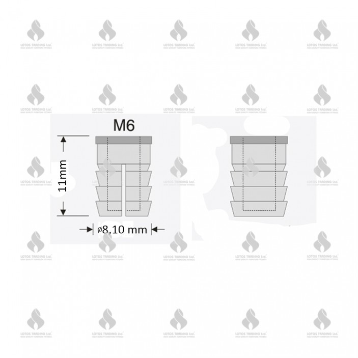 Nylon dowel М6 Fittings and fasteners