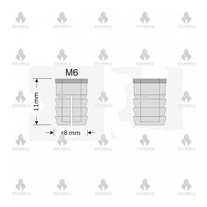 PVC dowel М6 Fittings and fasteners