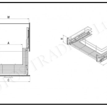 Кошница за под мивка с тандемен водач с пълно изтегляне и успокоител Кухненски механизми за вграждане