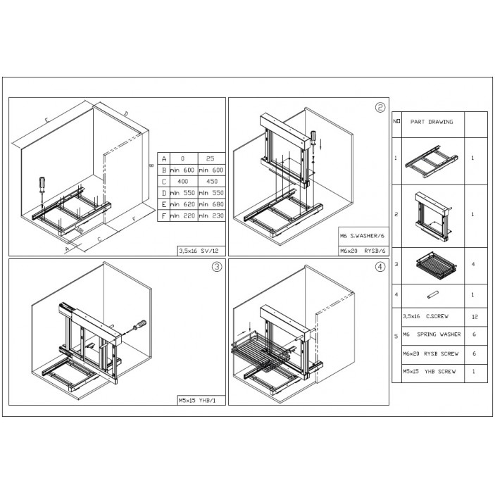 Blind corner cabinet mechanism left/right 18L.117.45L/45R - Kitchen cabinet mechanisms and racks Blind corner cabinet mechanism left/right Kitchen cabinet mechanisms and racks