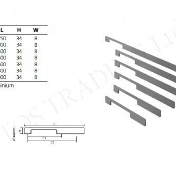 Aluminium lux handle К623 13.623.900.14 - Furniture handles Aluminium lux handle К623 Furniture handles