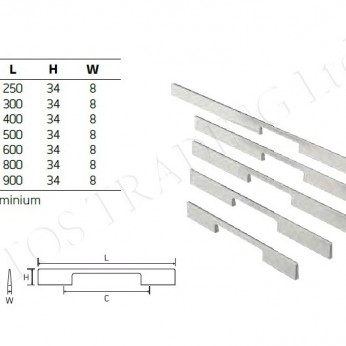 Aluminium lux handle К631 13.631.300.14 - Furniture handles Aluminium lux handle К631 Furniture handles