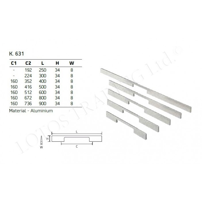 Aluminium lux handle К631 13.631.300.14 - Furniture handles Aluminium lux handle К631 Furniture handles