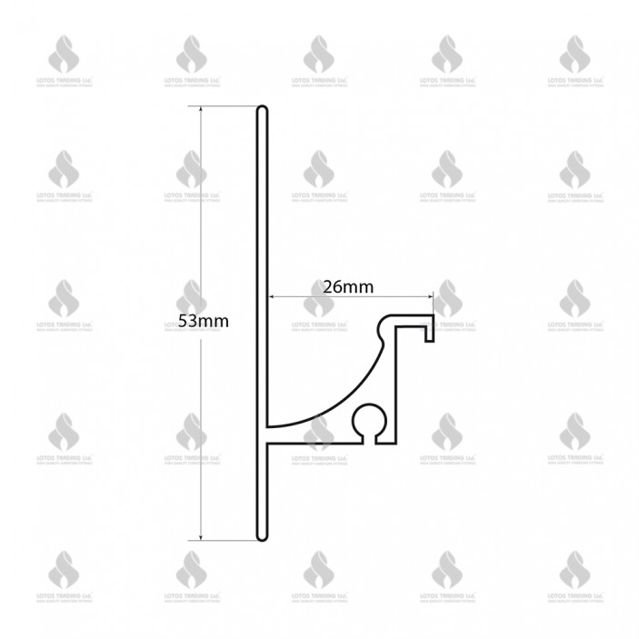 Handleless door profile, matt chrome Furniture handles