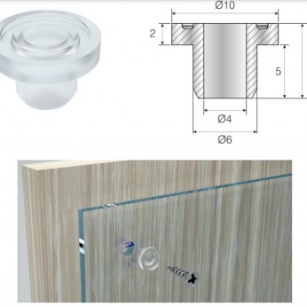 Bush for glass screw mounting Furniture handles
