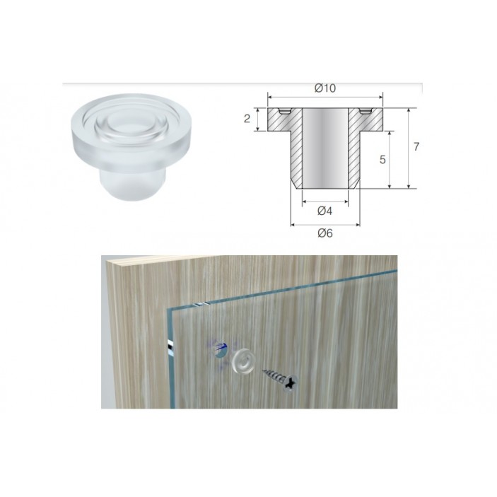 Bush for glass screw mounting Furniture handles