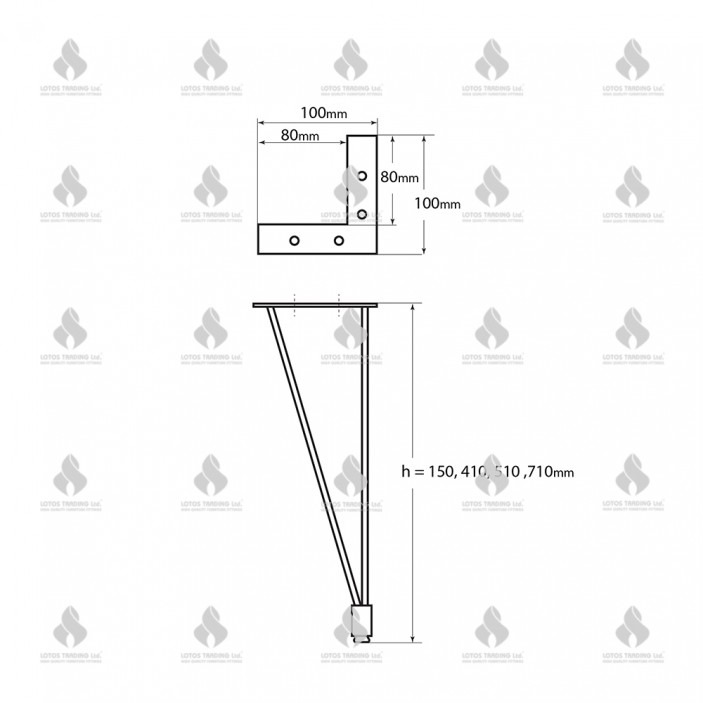 FIRKETE Leg L 15 - 71 for flat - black 10L.117.01-04 - Furniture legs and spacers FIRKETE Leg L 15 - 71 for flat - black Furniture legs and spacers