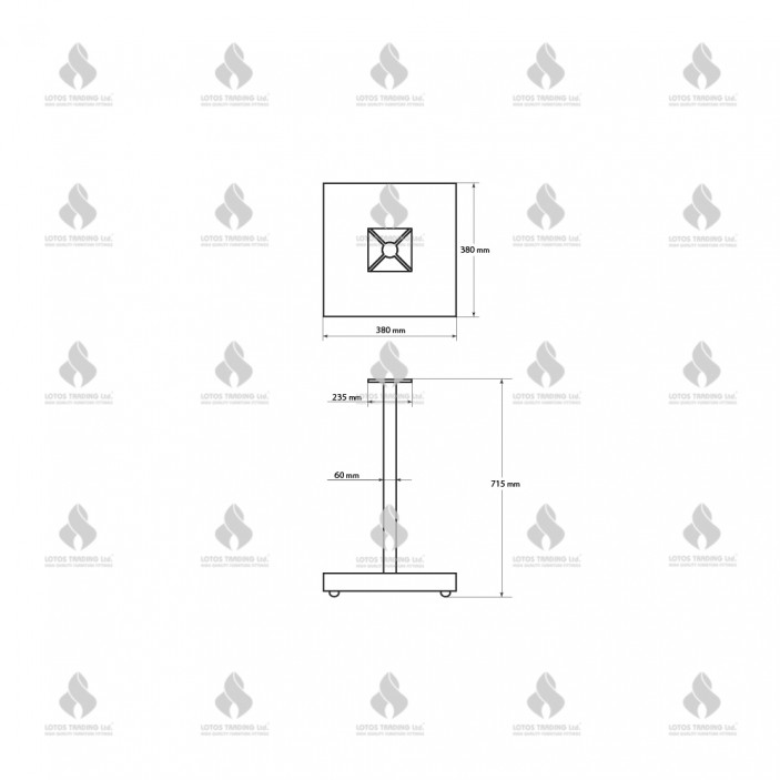 Base table leg 40x40, inox 10L.213-214.08 - Furniture legs and spacers Base table leg 40x40, inox Furniture legs and spacers