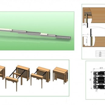 Механизъм за разтегателна маса 46x2800 Механизми за маси
