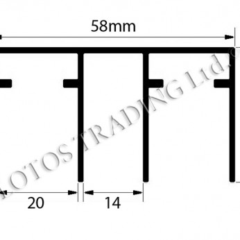 Горна двойна релса за система 22L.006-1/2 Механизми за плъзгащи врати