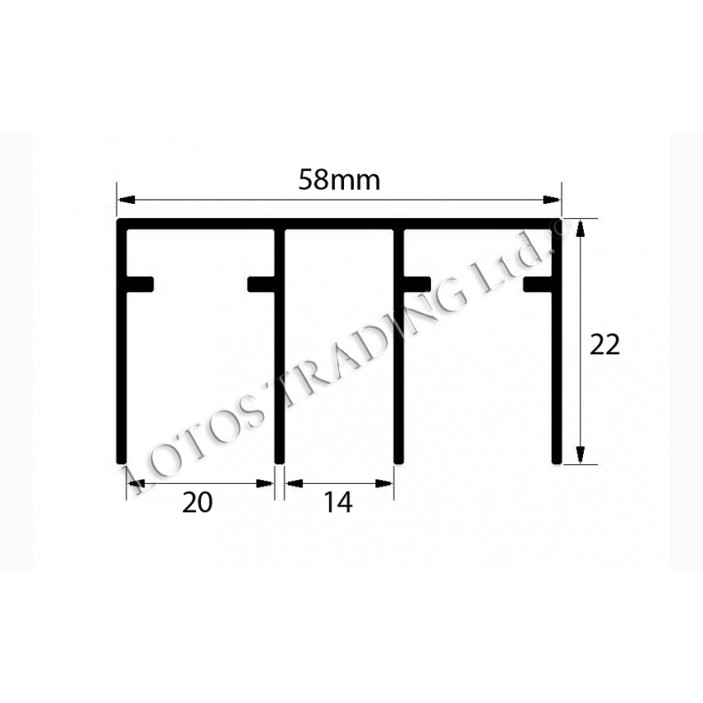 Upper double track for system 22L.006-1/2 22L.106.02 - Sliding door mechanisms Upper double track for system 22L.006-1/2 Sliding door mechanisms