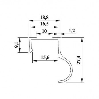 Кант - дръжка за гардероби 16mm. Механизми за плъзгащи врати