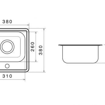 Inset sink 38x38 with big siphon and trough overflow Kitchen sinks and vent hoods