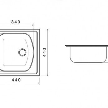 Inset sink 44x44 with big siphon and trough overflow Kitchen sinks and vent hoods