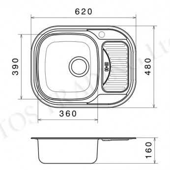 Inset sink 48x62 with big siphon and drainer overflow Kitchen sinks and vent hoods