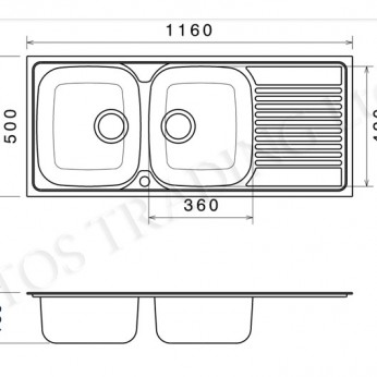 Inset sink 50x116 with big siphon and trough overflow Kitchen sinks and vent hoods