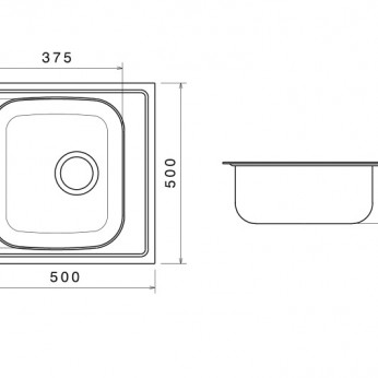 Inset sink 50x50 with big siphon and trough overflow Kitchen sinks and vent hoods