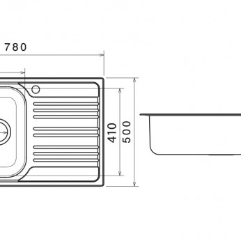 Inset sink 50x78 with big siphon and trough overflow  Kitchen sinks and vent hoods