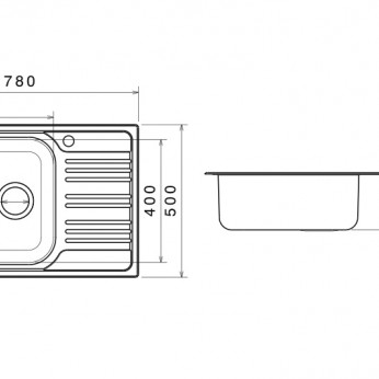 Inset sink 50x78 with big siphon and trough overflow Kitchen sinks and vent hoods