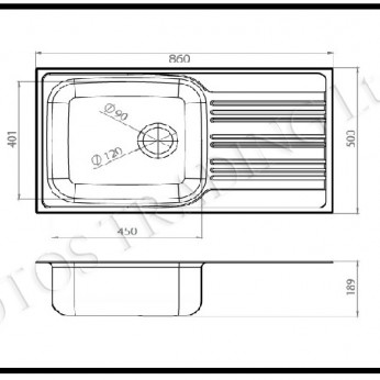 Inset sink 50x86 with big siphon and trough overflow  Kitchen sinks and vent hoods