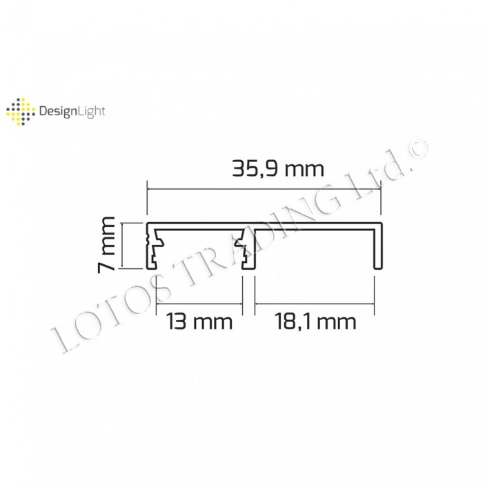 Aluminum profile FLOOR LINE for LED strip and 18 mm panel 31L.270.04 - Furniture LED lighting Aluminum profile FLOOR LINE for LED strip and 18 mm panel Furniture LED lighting